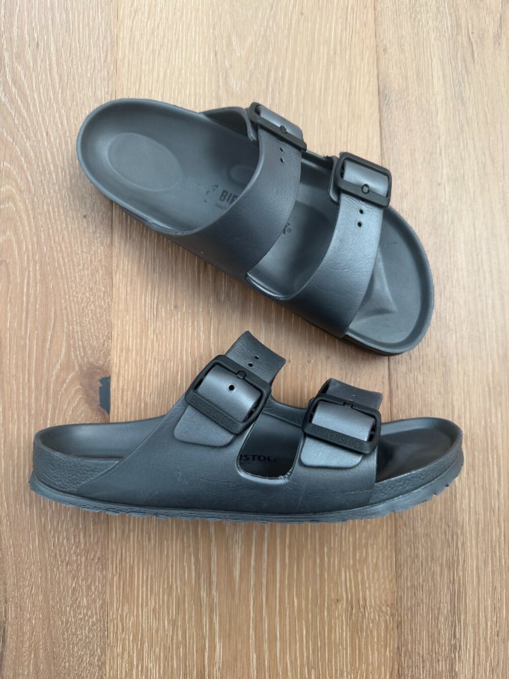 Birkenstock Sandals Women 37 6-6.5 Arizona Essentials EVA Metallic Anthracite
